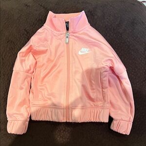 Nike Pink Girls' Puffer Jacket with White Logo